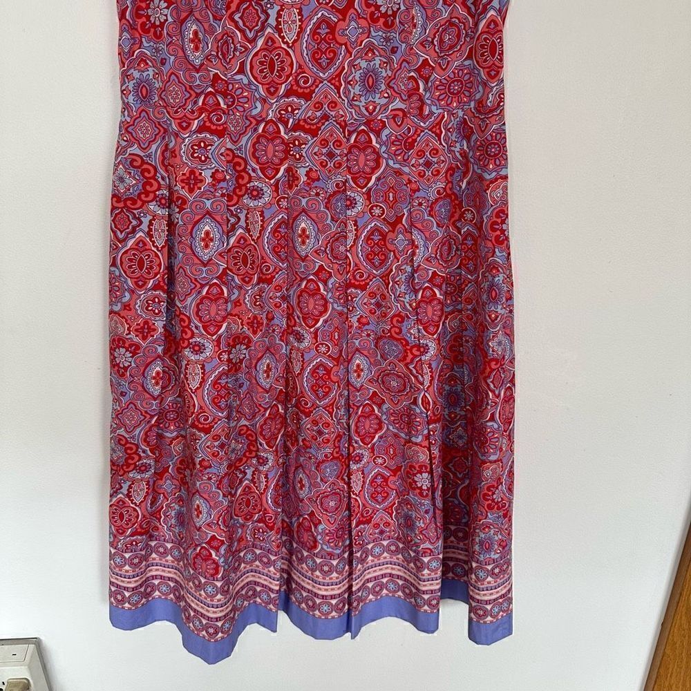Talbots Women’s Multi Medallion Fit & Flare Square Neck Sleeveless Dress - Picture 6 of 12